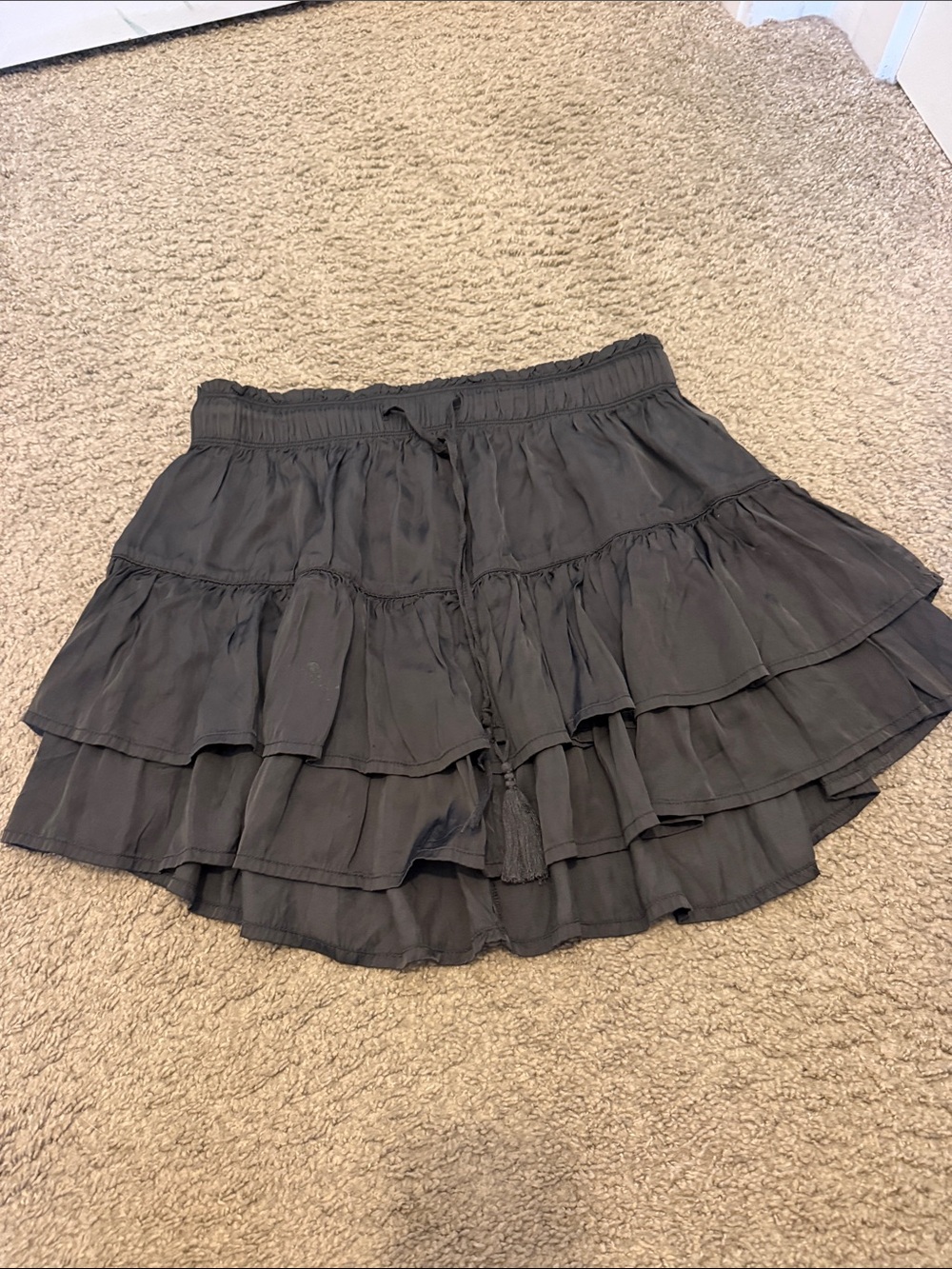 aerie Black Tiered Ruffle Mini Skirt